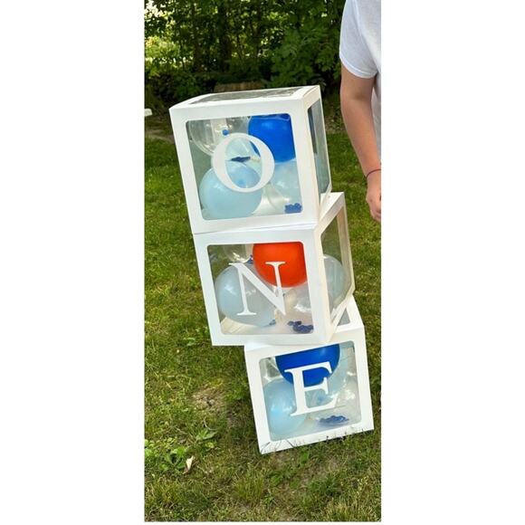 ONE First Birthday Balloon Boxes & Party Balloon Stand Column Tower - Picture 6 of 9